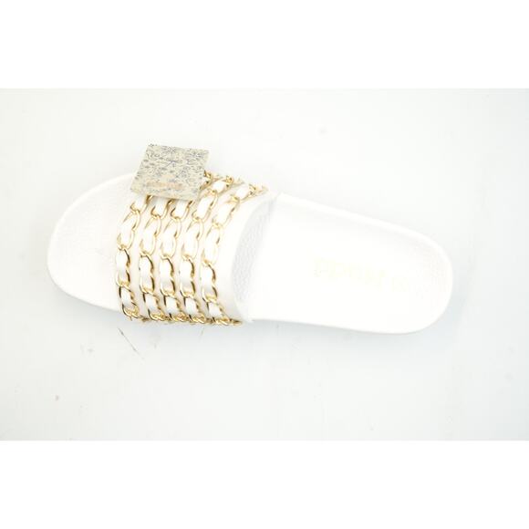 Mudd Women’s White Slide Sandals Gold Chain Accent Size 7 Platform Slip-On - Picture 12 of 13